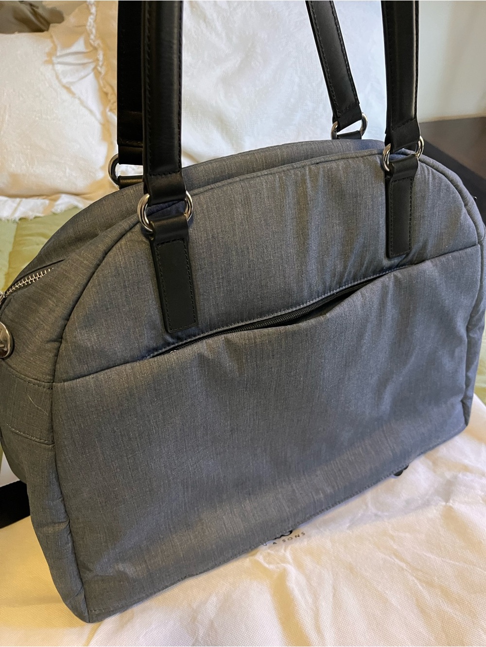 Blue/Grey Laptop Bag with Black Handles.